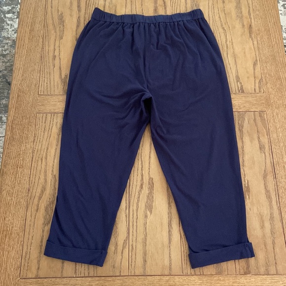Eileen Fisher Midnight Blue Crop Slouchy Cuffed Ankle Pants ~ Size SP - Picture 3 of 8